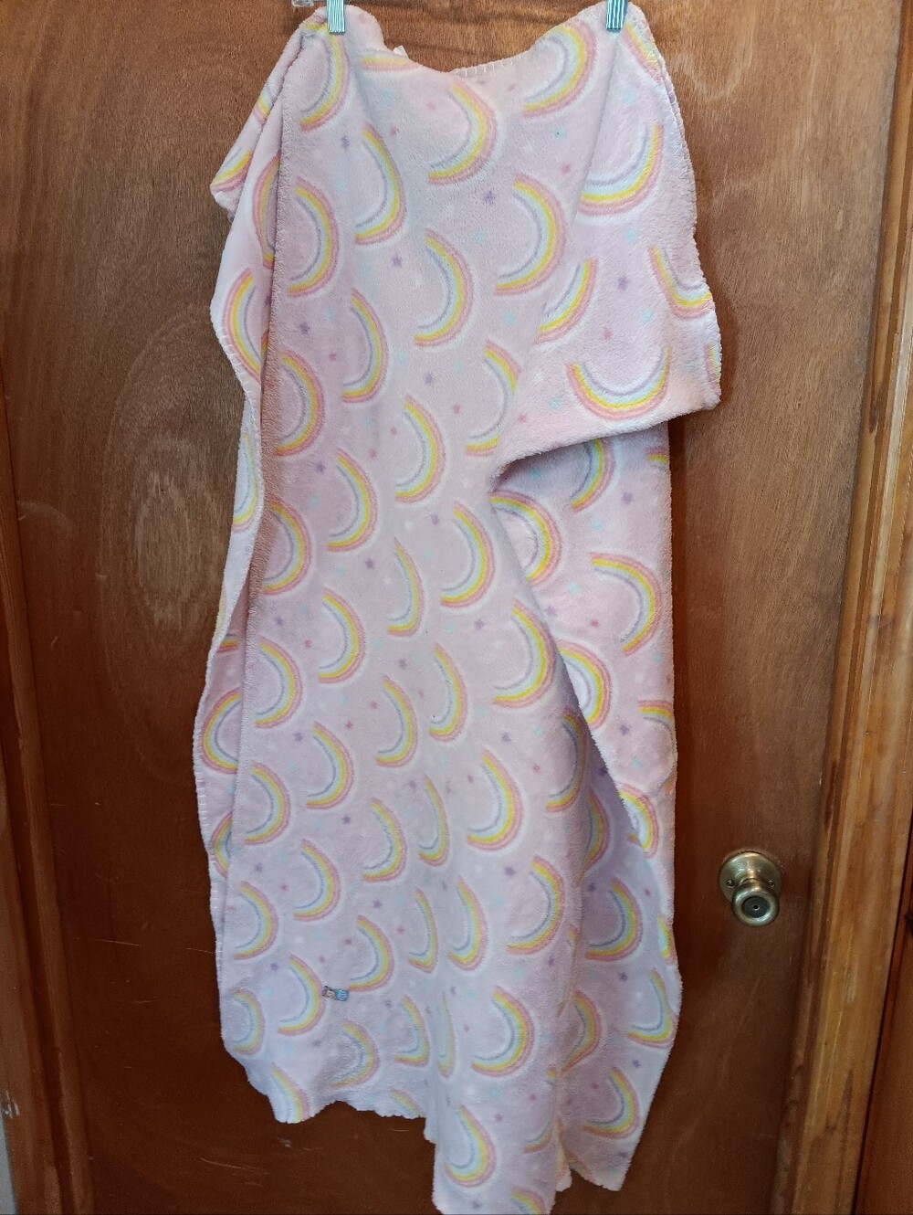 Pink Rainbow Print Plush Throw Blanket